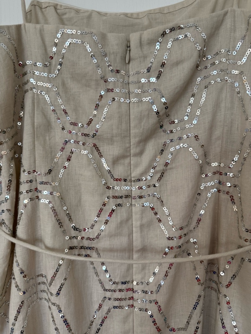 Brand New Ann Taylor Strap Sequin-Embellished Beige Dress - Picture 2 of 12